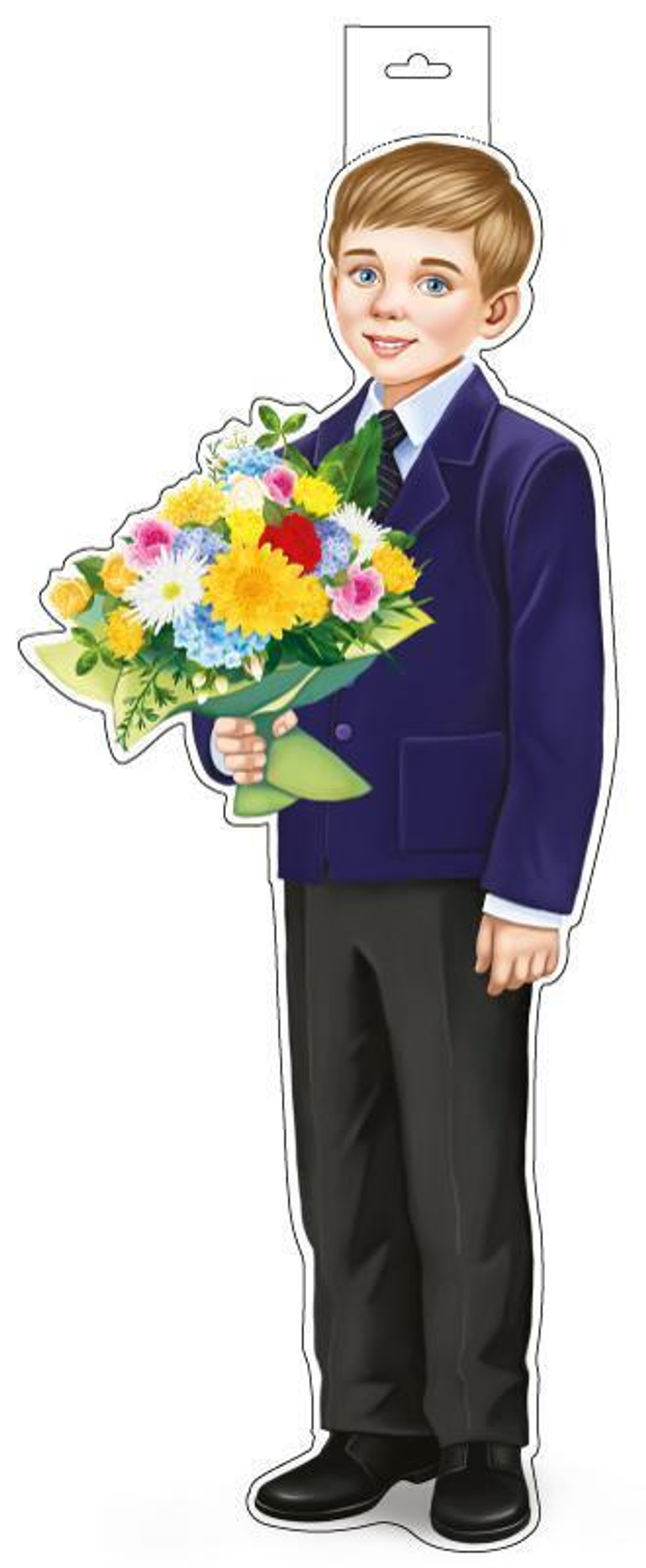 Плакат вырубной А3 "Школьник с букетом" двухсторонний, ВД-лак Ф-16216 (Сфера)