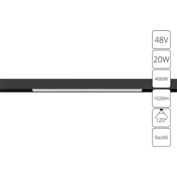 Магнитный трековый светодиодный светильник 20W 4000K A4663PL-1BK черный Linea Arte Lamp