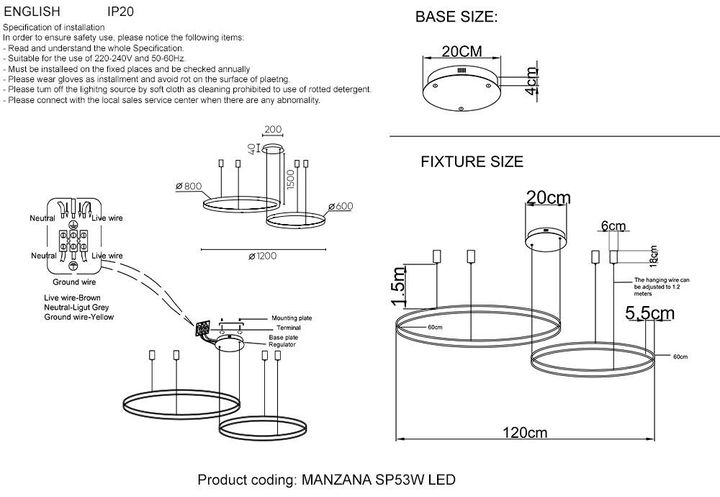 Подвесной светодиодный светильник Crystal Lux Manzana SP53W Led Black