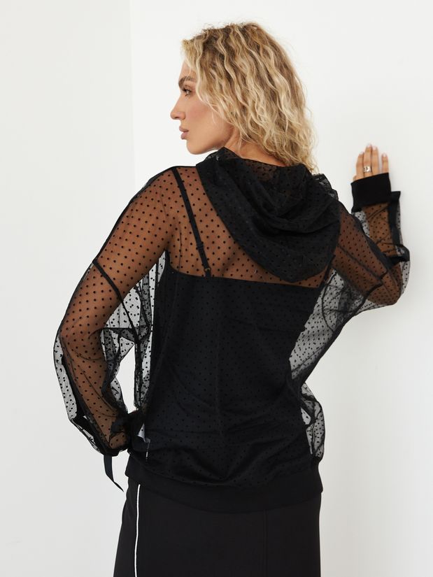 Худи-сетка ГОРОХ , черный