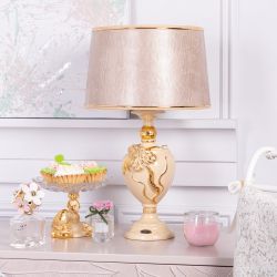 Настольная лампа Флер де Лис Айвори с абажуром Тюссо Игуана Беж