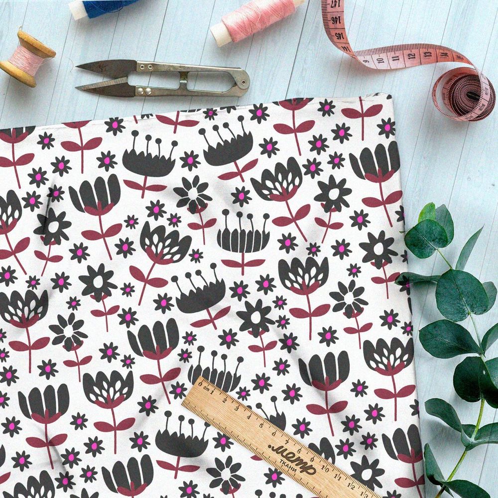 Ткань премиум сатин сказочные растения