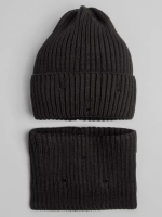 Шапка бини рваная осенняя и снуд