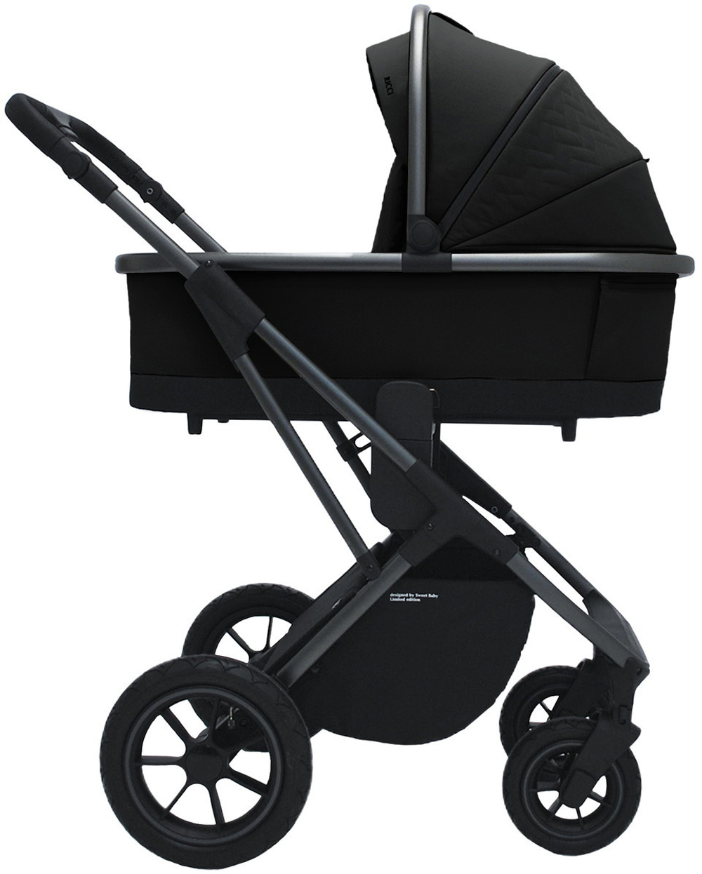 Коляска 4 в 1 Sweet Baby Ricci Air + автокресло Elegante Plus с базой i-Size ISOFIX DK780 Black (Air)