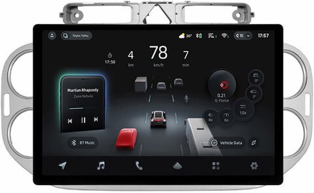 Магнитола для Volkswagen Tiguan 1 2007-2011, Golf Plus (аварийка треугольная, рамка серебро 9) - Teyes CC4-PRO монитор 13" 2K QLED на Android 13, Snapdragon 778G, 8+128, AI, CarPlay, DSP, 4G SIM-слот