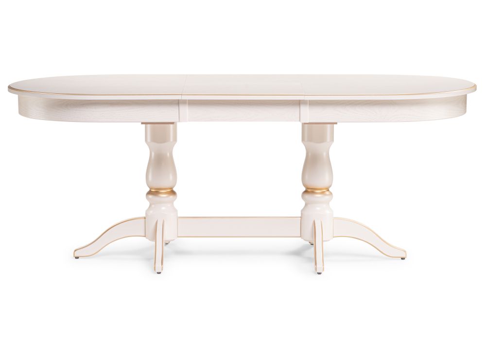 Деревянный стол Красидиано 150(200)х84х76 слоновая кость / золото