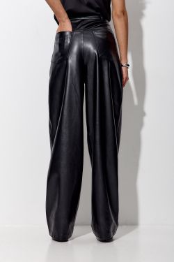 Брюки Baggy из экокожи черного цвета