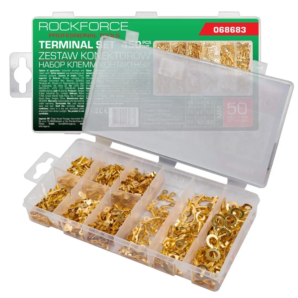 Клеммы контактные автомобильные, набор 450пр. RockFORCE RF-068683