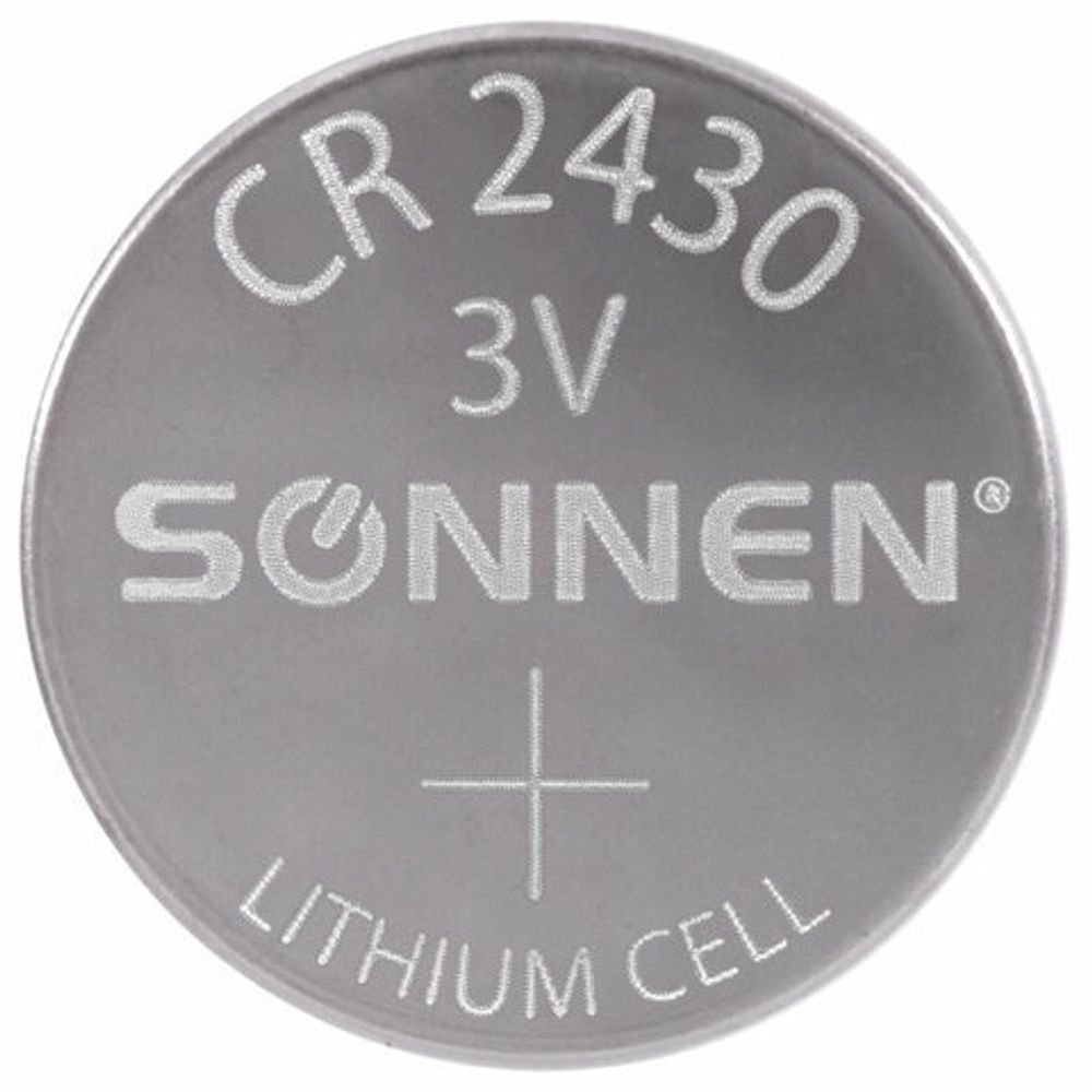 Батарейка литиевая SONNEN Lithium CR2430 "таблетка, дисковая, кнопочная" 1 шт., блистер, 455600