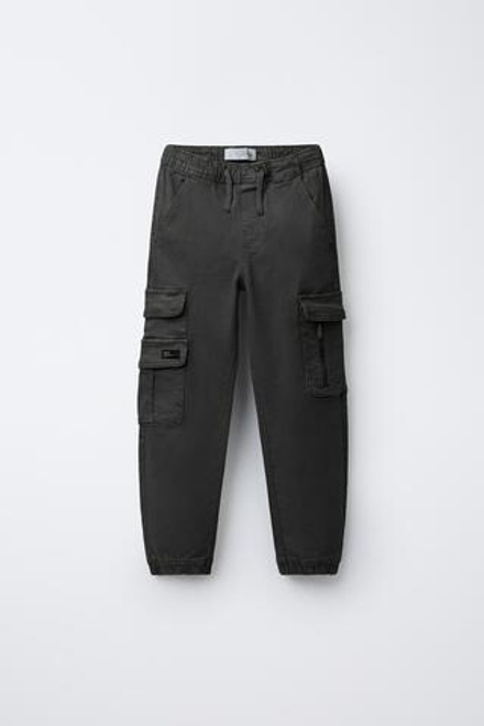 ZARA СУПЕРЭЛАСТИЧНЫЕ БРЮКИ-ДЖОГГЕРЫ, УГОЛЬНЫЙ