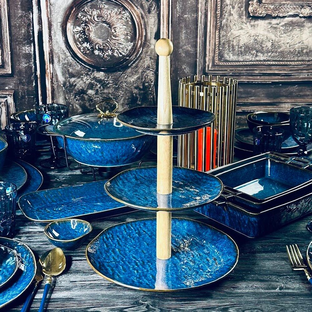 Lenardi 133-295 Трехъярусная этажерка AQUAMARINE в под.уп.(х12)Фарфор