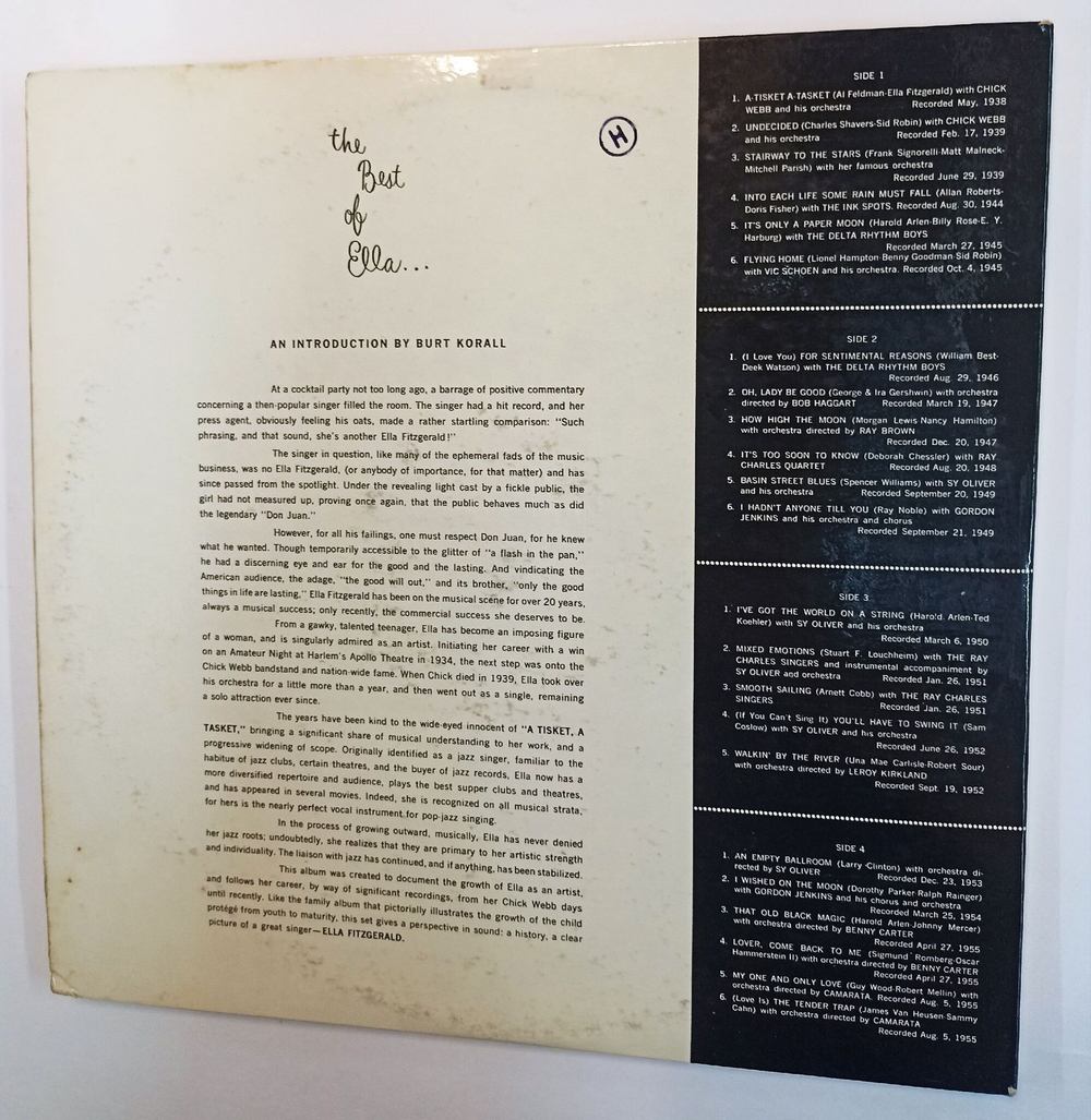 Винтажная виниловая пластинка Ella Fitzgerald The Best Of Ella Fitzgerald 2LP (USA 1961)