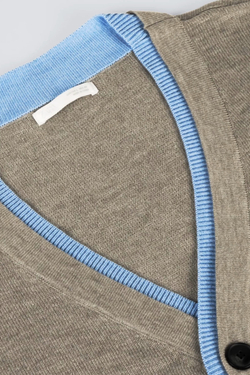 ZARA КАРДИГАН С КОНТРАСТНОЙ ОТДЕЛКОЙ, БЕЖЕВЫЙ