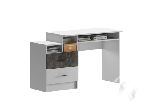 Стол компьютерный Детская Вега NEW Позитив (белый/бетон темный)