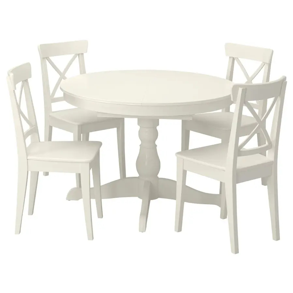 Обеденный набор - INGATORP/INGOLF IKEA/ИНГАТОРП/ИНГОЛЬФ ИКЕА, 110х74 см, белый