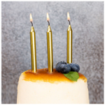 Свечи для торта золото металлик 8 см, 12 шт