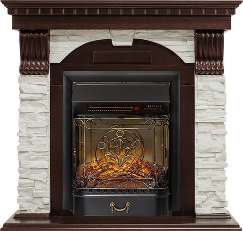 Каминокомплект Dublin - Темный дуб / Сланец белый с очагом Majestic FX M Black RC