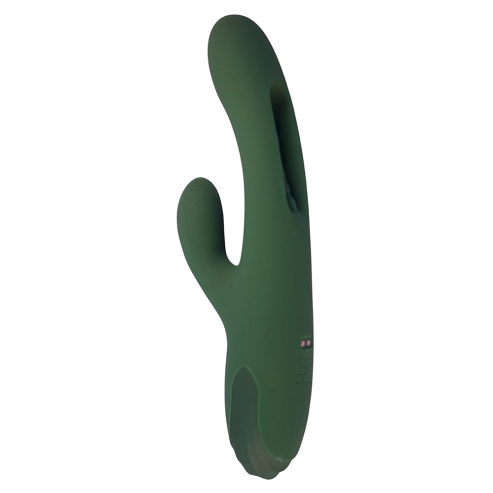Зеленый вибратор-кролик 26см с подвижным язычком Amovibe Zenora Rabbit Vibrator Green