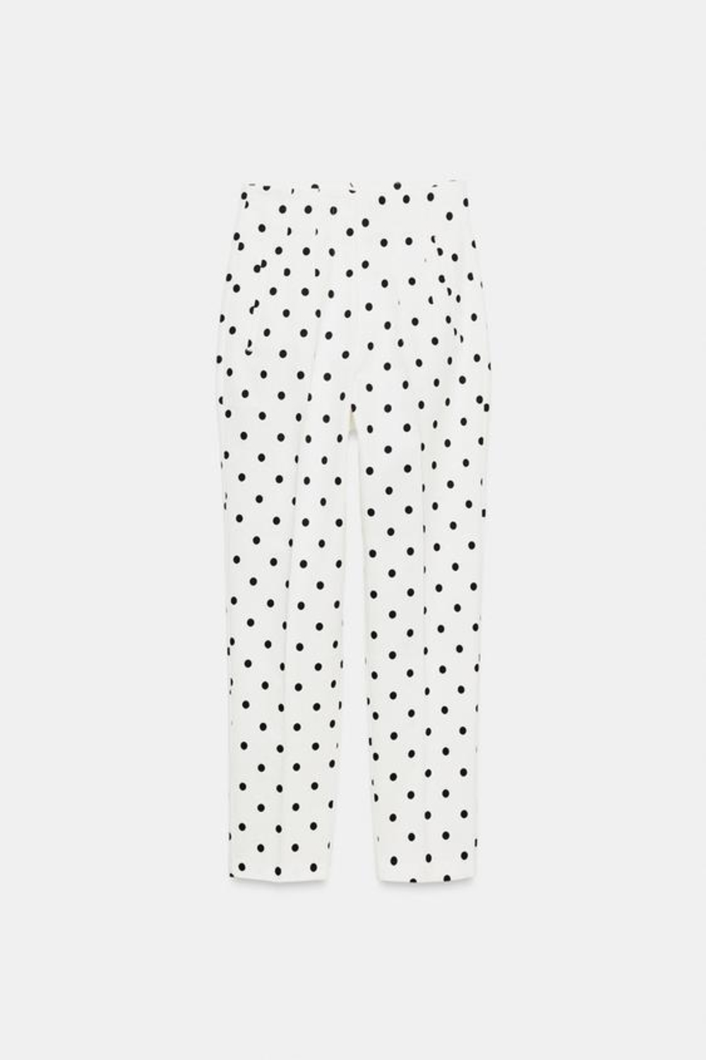 ZARA УКОРОЧЕННЫЕ БРЮКИ В ГОРОШЕК С ВЫСОКОЙ ПОСАДКОЙ, БЕЛЫЙ/ЧЕРНЫЙ