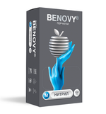 Перчатки BENOVY нитр. тескст. на пальцах нестер.,голубые р.М №100 ЧЗ