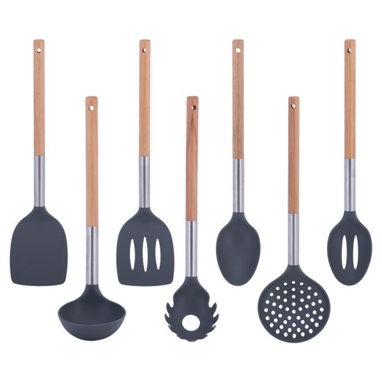 Половник нейлоновый 31 см. Kamille KM-8852 с деревянной ручкой.