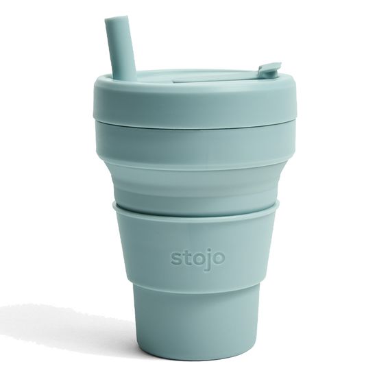 Стакан складной силиконовый Stojo Biggie Aquamarine, 16 oz / 470 мл