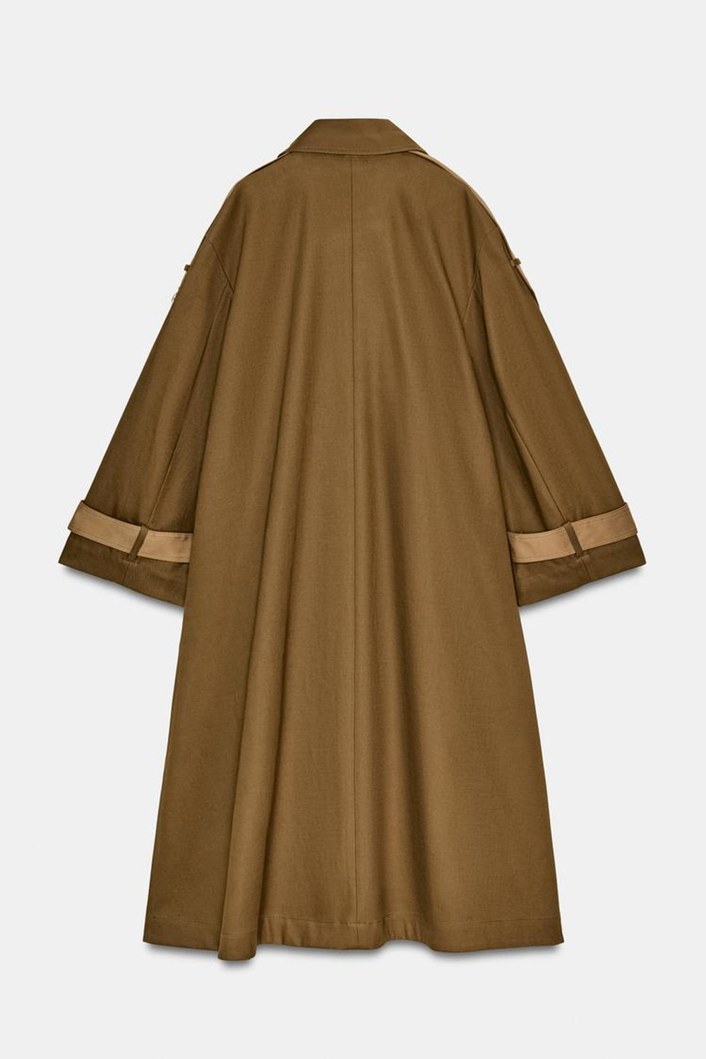 ZARA ДЛИННЫЙ КОМБИНИРОВАННЫЙ ТРЕНЧ — ZW COLLECTION, МЯГКИЙ КАШТАНОВЫЙ