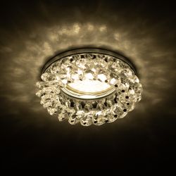 Светильник встраиваемый декоративный ЭРА DK16 CH/WH под лампу MR16 GU5.3 декор с хрусталиками прозрачный/хром | Декоративные встраиваемые светильники