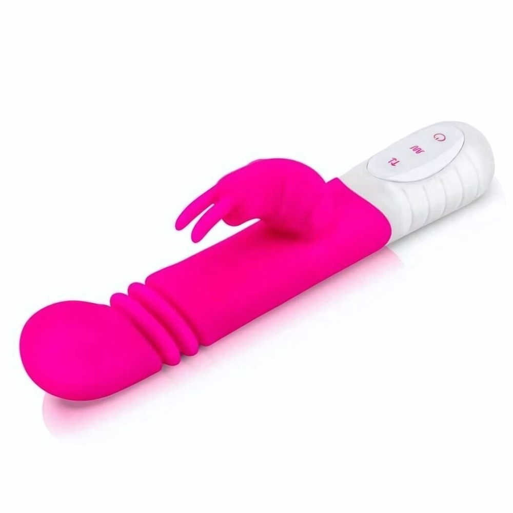 Розовый массажер для G-точки Slim Shaft thrusting G-spot Rabbit - 23 см. (Цвет: розовый)