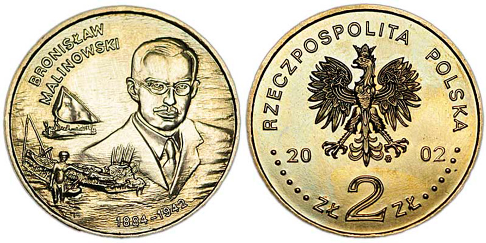 Польша 2 злотых, 2002 Польские путешественники - Бронислав Малиновский (1884-1942) aUNC