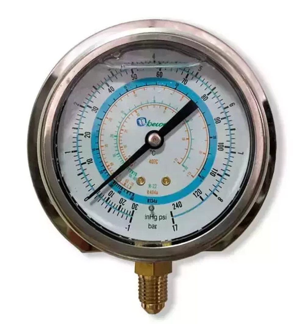 Мановакуумметр с глицерином Becool BCJL-NG-63мм (R22; R134a; R404A; R407C) (021188)