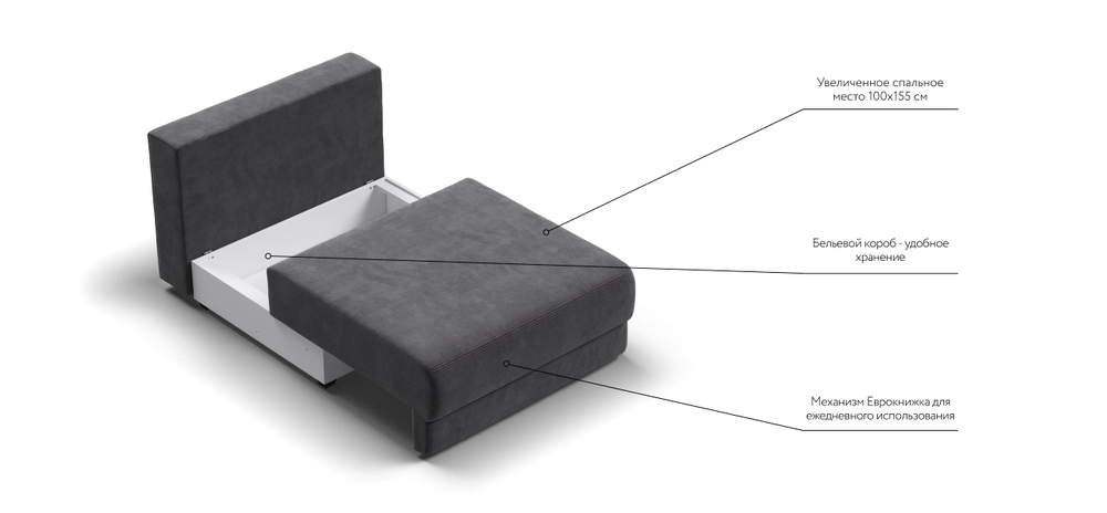 Ричмонд Модуль спальное место Вельвет Корд графит