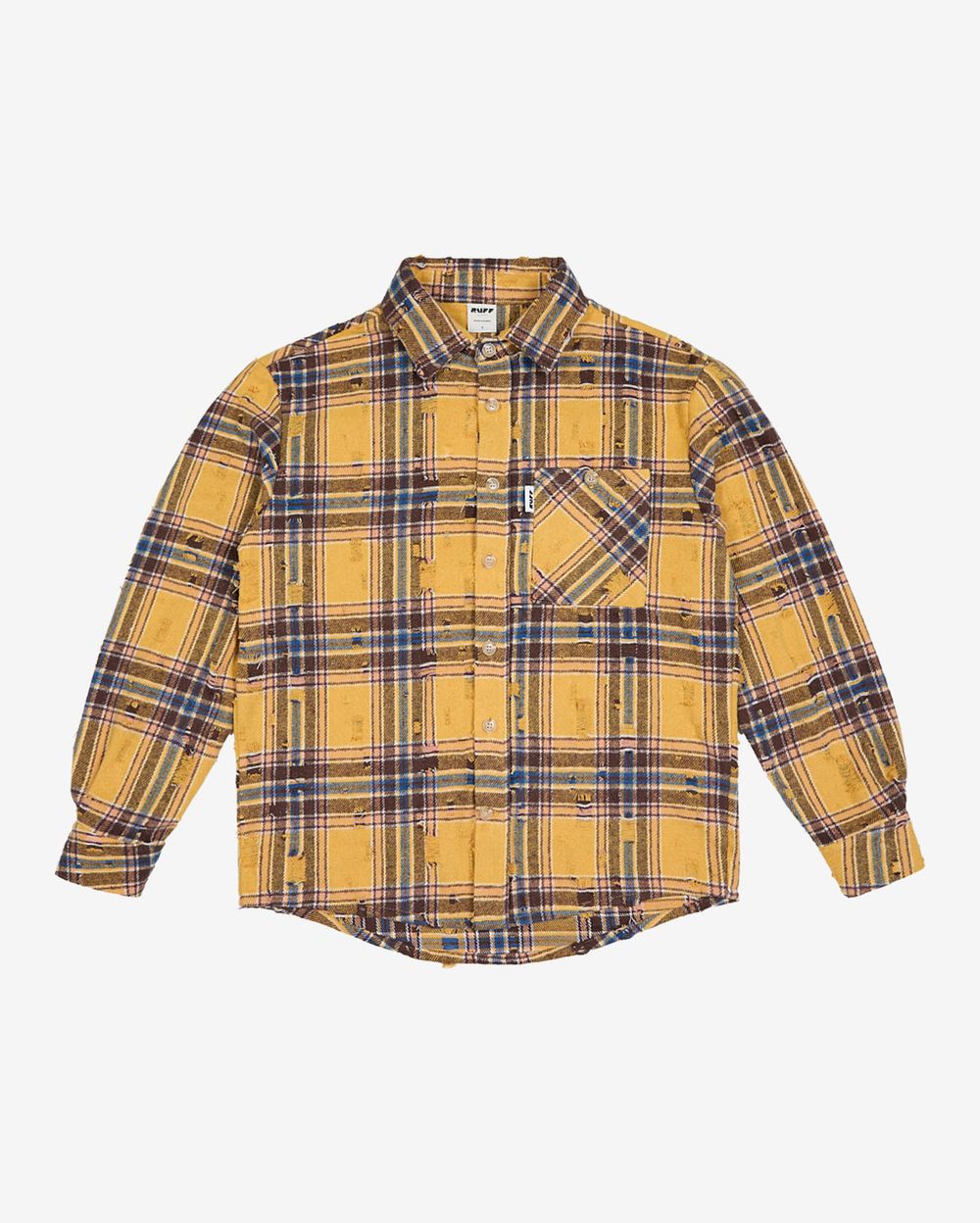 Рубашка  RUFF Global ripped plaid желтая