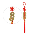 Подвеска с узлом счастья из трех монет под золото