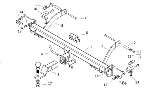 Фаркоп Бизон на Citroen Jumper, FIAT Ducato, Peugeot Boxer 2006- без подрезки бампера. Нагрузки: 3300/160 кг. (паспорт и сертификат в комплекте)(без электрики) FA 0340-E