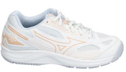 Женские кроссовки для бадминтона/сквоша Mizuno Cyclone Speed 4 - white/peach parfait/halogen blue