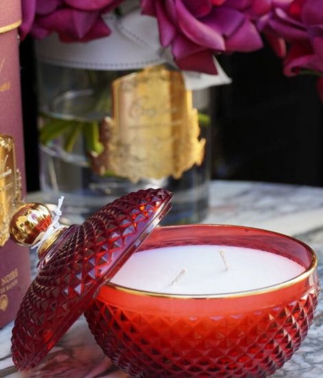 Удовая роза, круглая красная свеча Арт-деко с кисточкой, Cote Noire