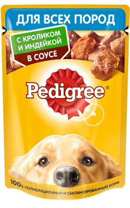 Влажный корм Pedigree для собак кролик и индейка 85 г