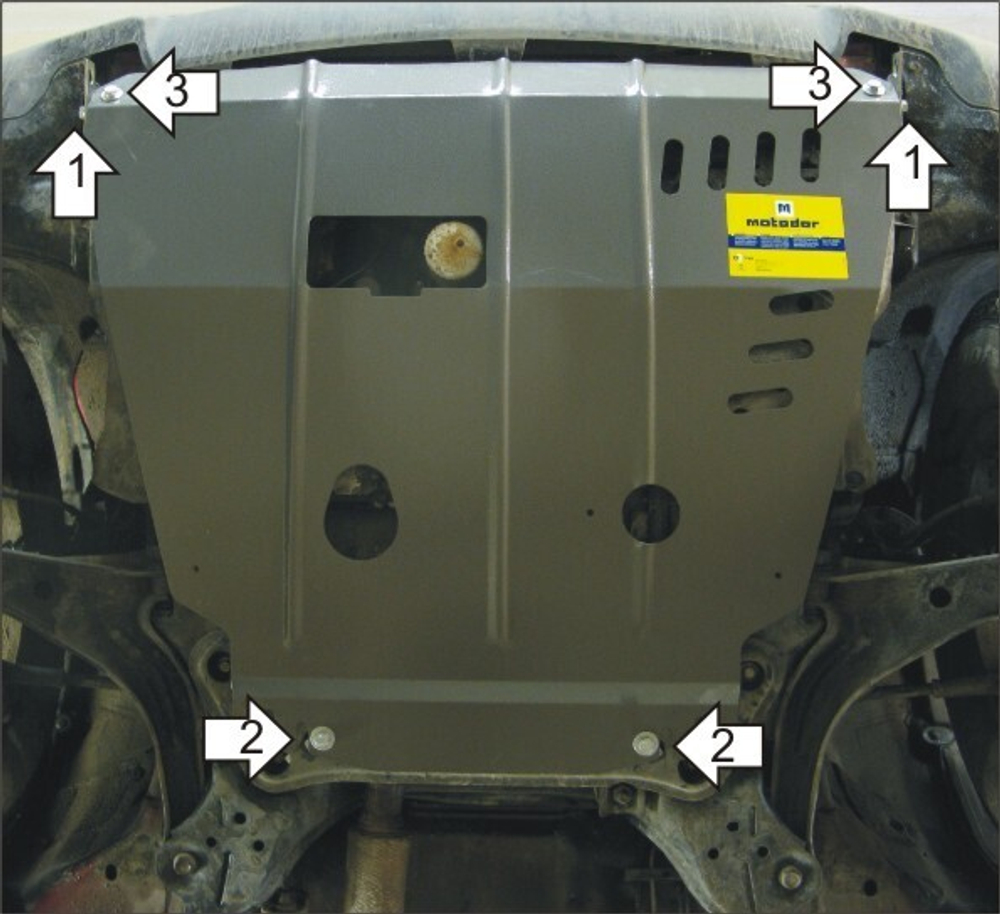 Защита картера Двигателя, КПП. 2 мм, Сталь. для Ford Maverick 2004-2007, Ford Escape 2001-2007, Mazda Tribute 2000-2004, Ford Maverick 2001-2004, Mazda Tribute 2004-2007 MOTODOR.00738