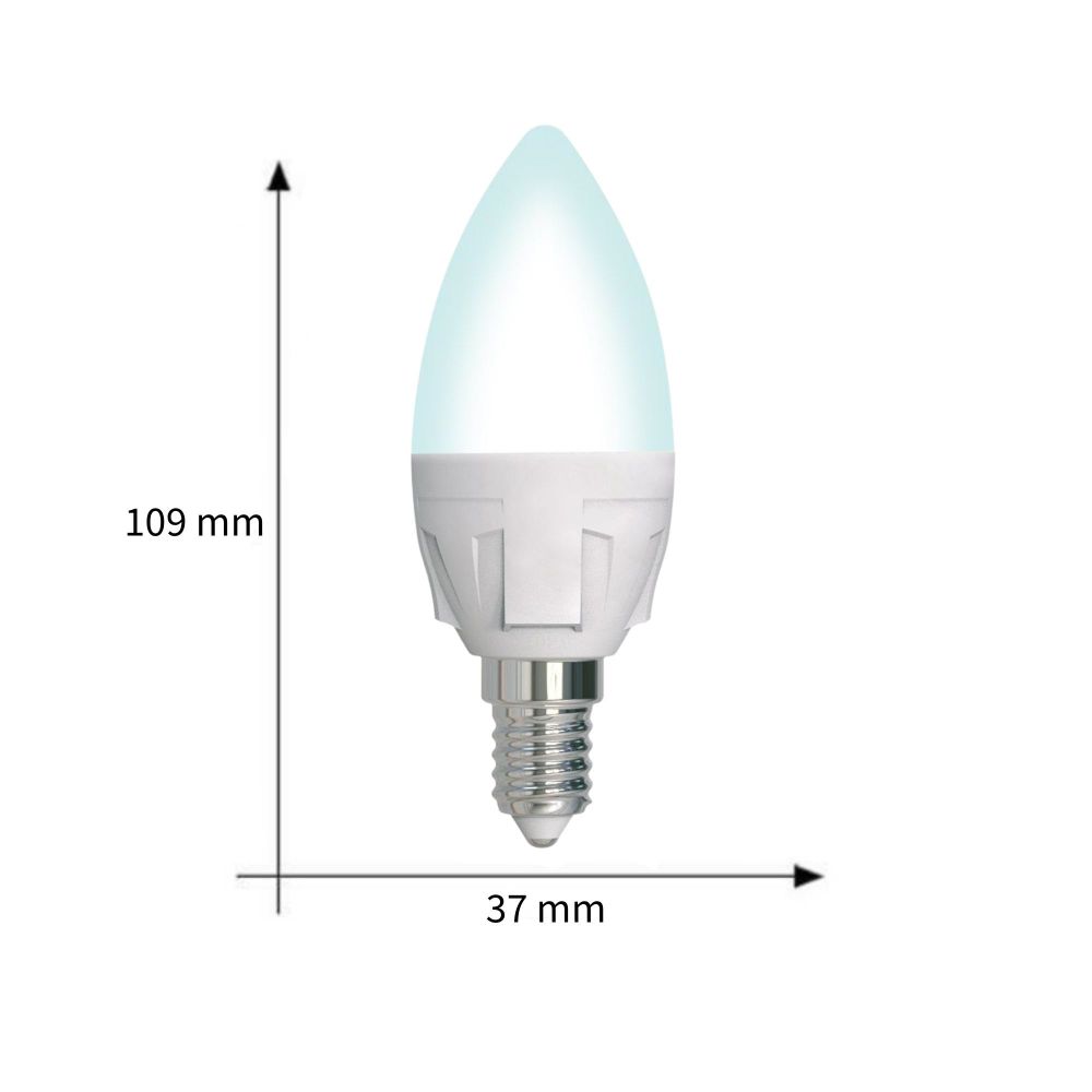 LED-C37 7W-4000K-E14-FR-DIM PLP01WH Лампа светодиодная. диммируемая. Форма свеча. матовая. Серия Яркая. Белый свет 4000K. Картон. ТМ Uniel.