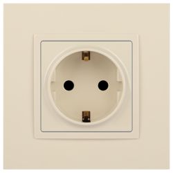 Розетка ЭРА Elegance 14-2102-02 с заземлением 2P+E Schuko со шторками 16A-250В IP20 слоновая кость
