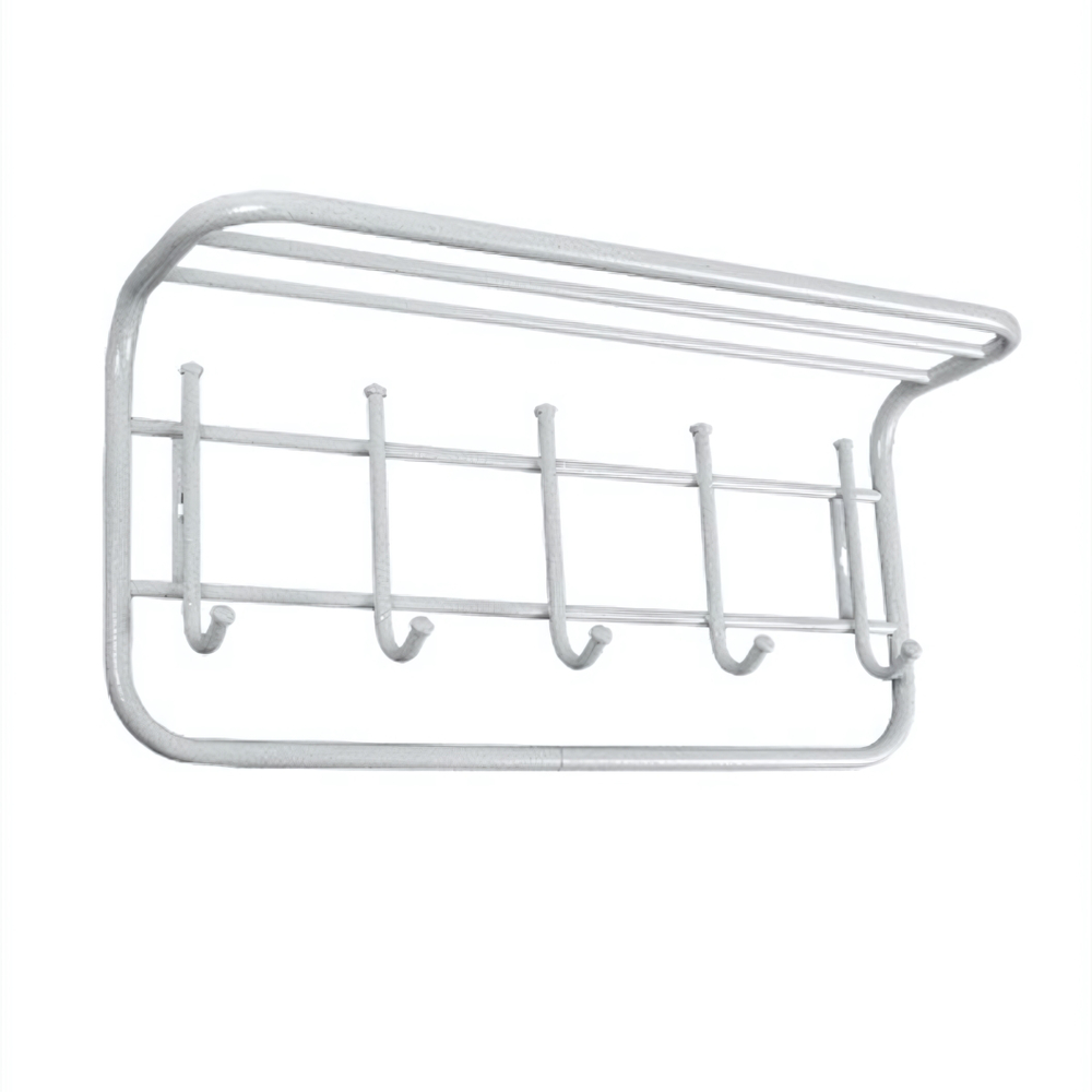 Вешалка с полкой 60см 5 крючков белый