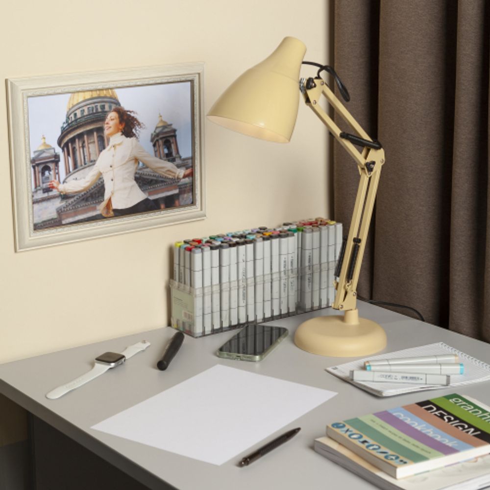 Настольный светильник ЭРА N-123-Е27-40W-BG бежевый | Настольные светильники под лампу