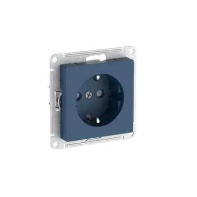 ATLASDESIGN РОЗЕТКА с заземлением со шторками, 16А, механизм, быстрозажим. клем., АКВАМАРИН