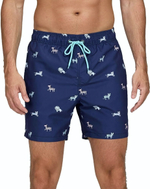 Темно-синие пляжные шорты с принтом в виде зверушек (Размер: L) (Цвет: темно-синий)
