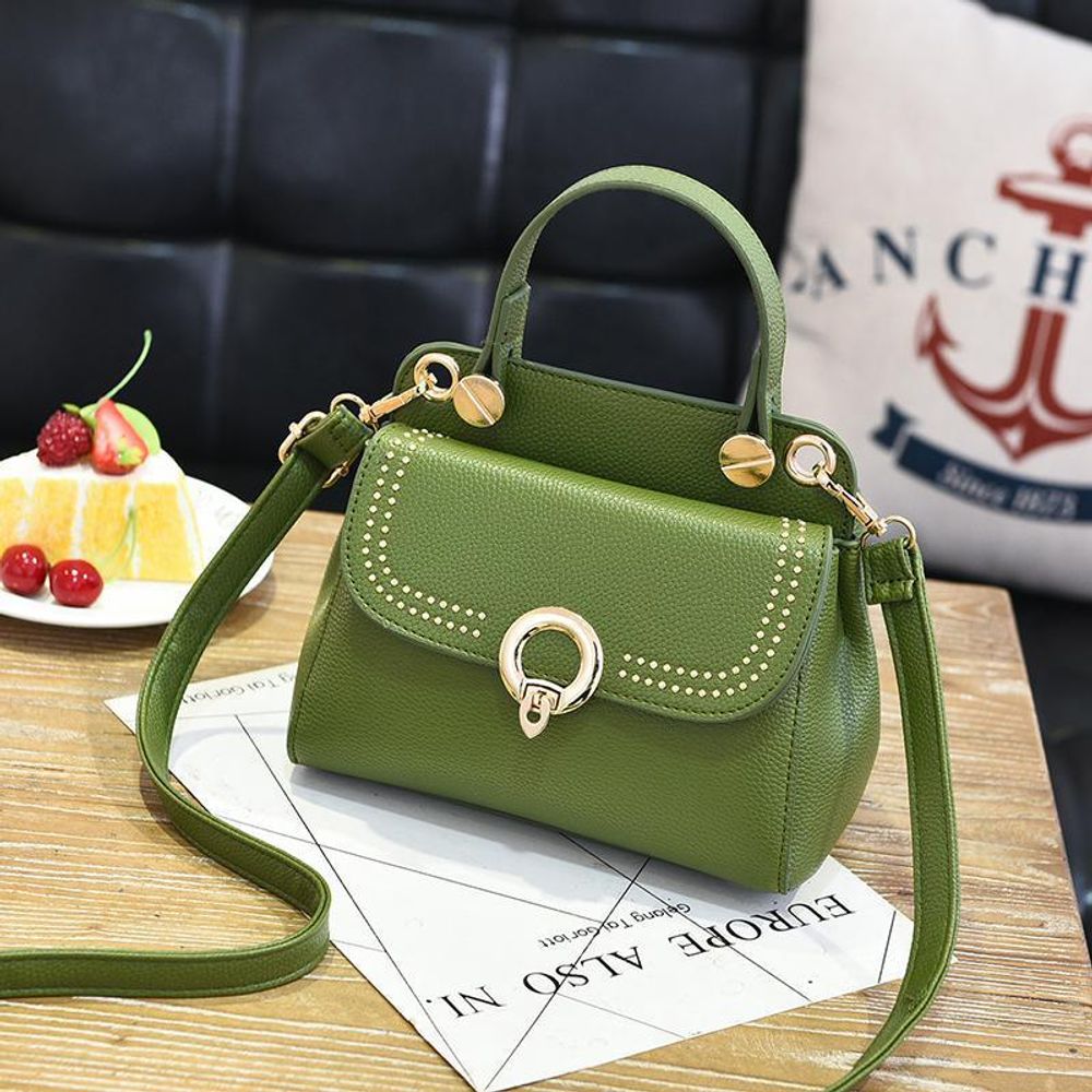 Маленькая стильная женская повседневная сумка зелёного цвета из экокожи Dublecity 3398-2 Green
