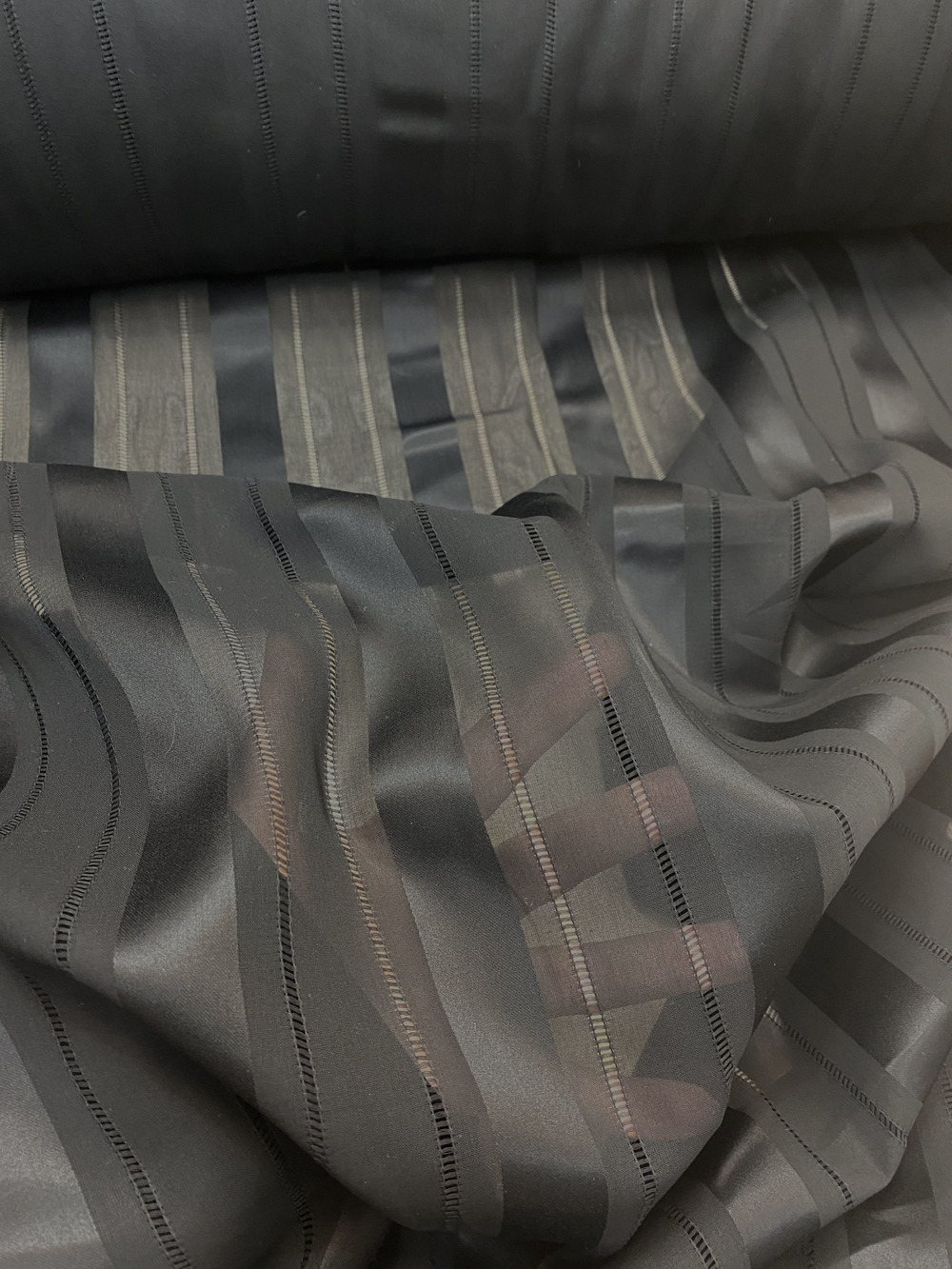 Ткань блузочная полупрозрачная черная (Италия)80% хлопок 20% шелк ш-115см цена за 1 м