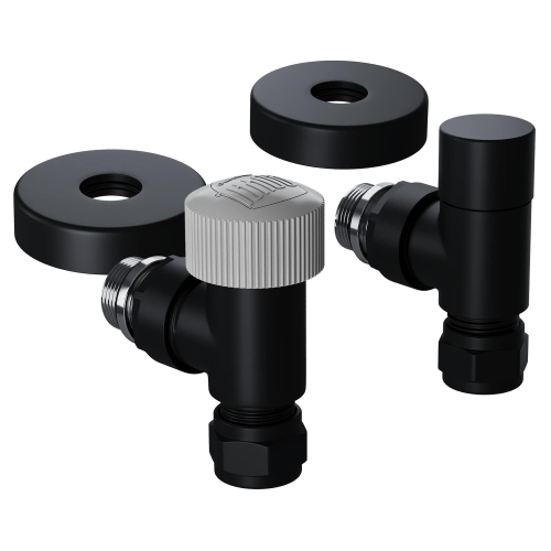 Набор термостатический угловой Royal Thermo Design Pro 15мм М30х1,5 (Черный)