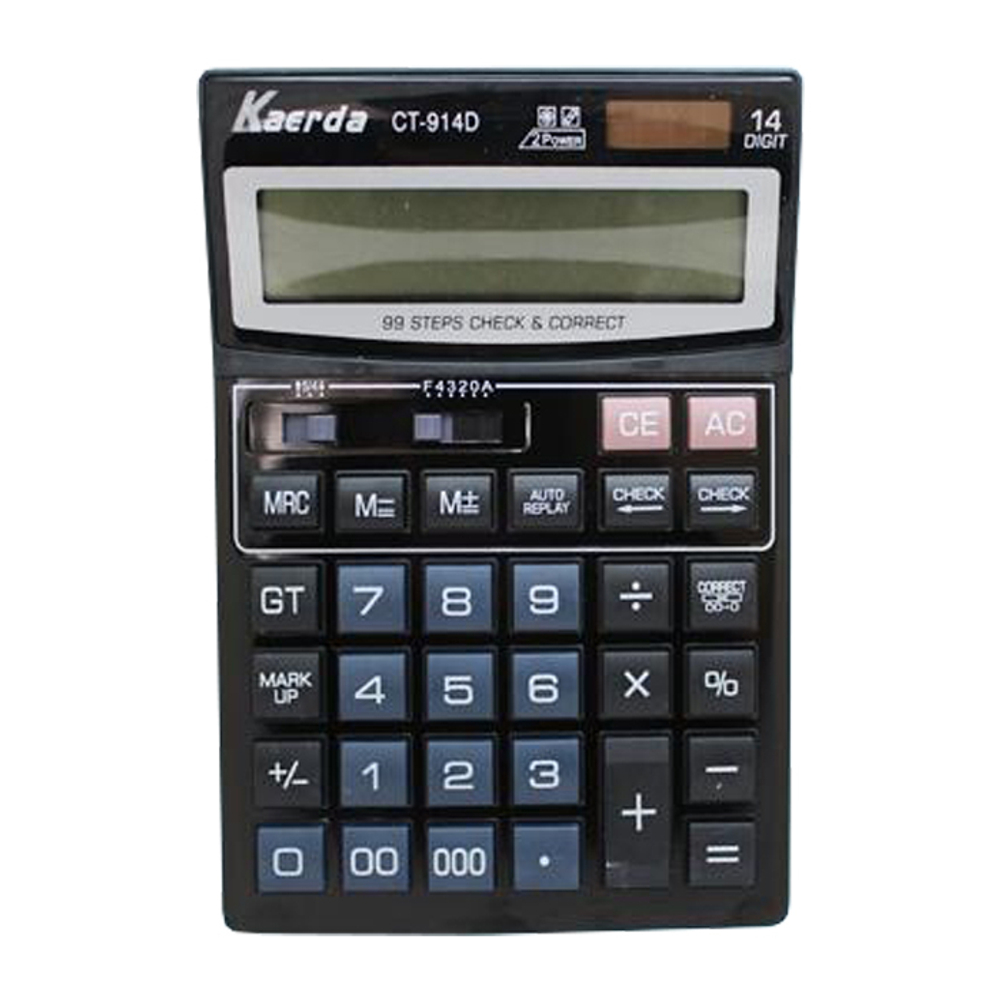 Калькулятор настольный Kaerda 14 Bit, LCD, 21*16*4 см, чёрный