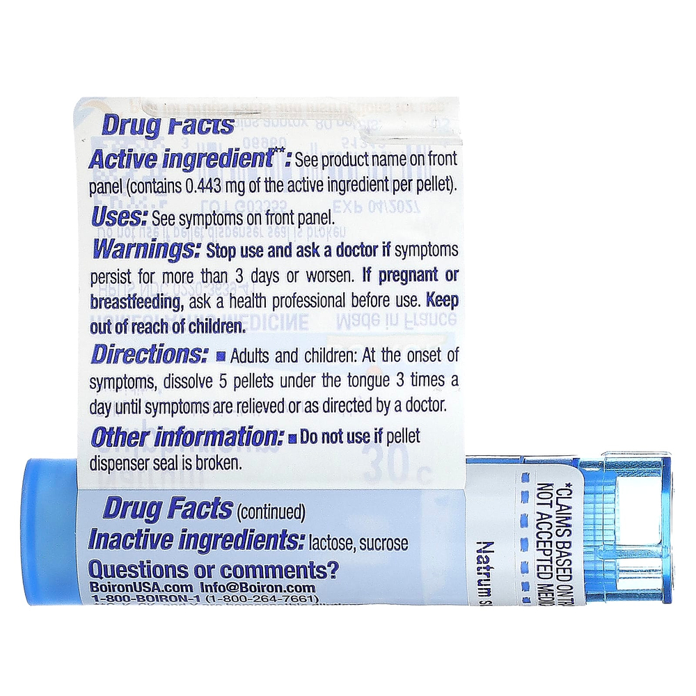 Boiron, Natrum Sulphuricum, 30C, от кашля, прибл. 80 гранул